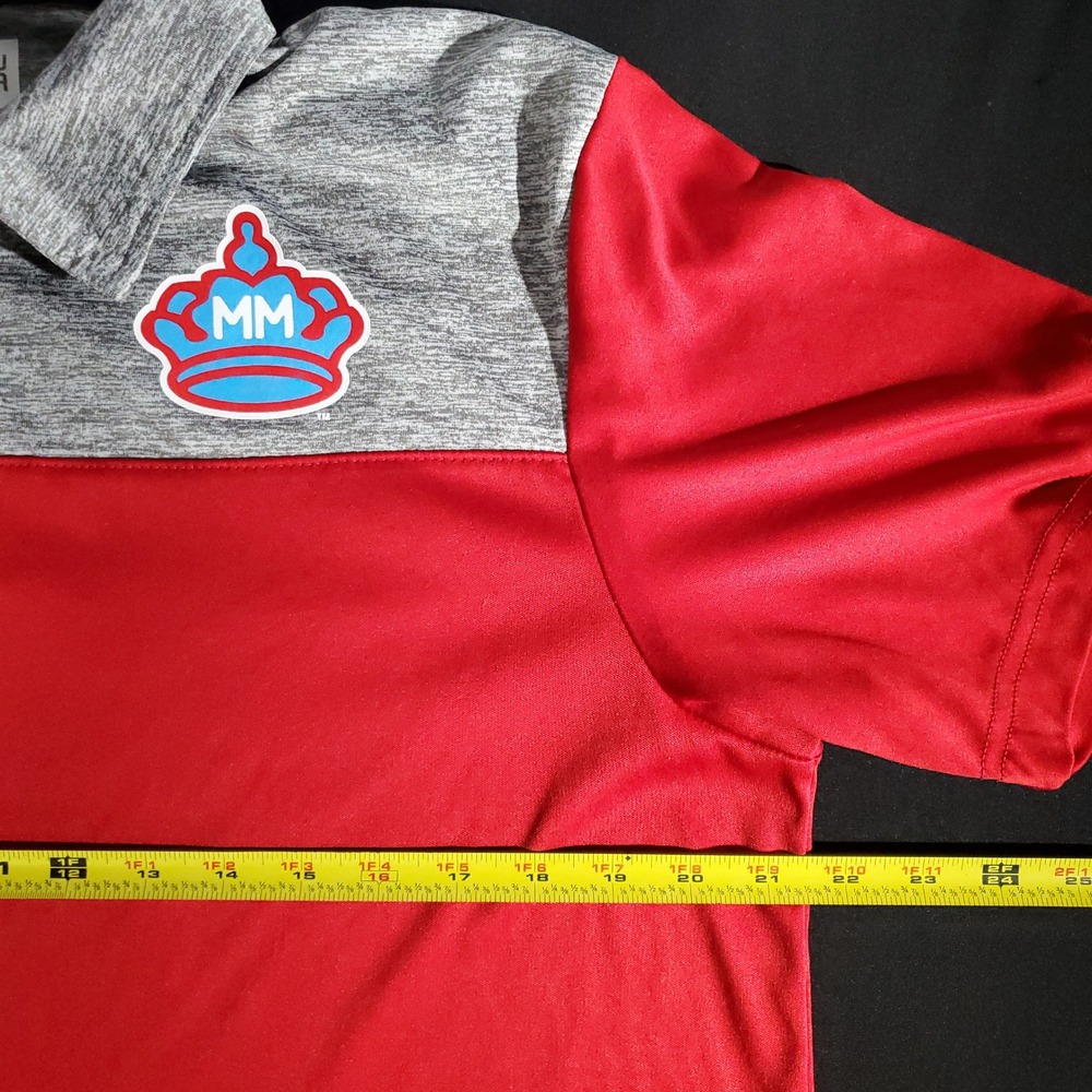 MIami Marlins Polo Shirt Mens New Era Red Grey MM Crown Logo Performances Size L - Picture 4 of 11